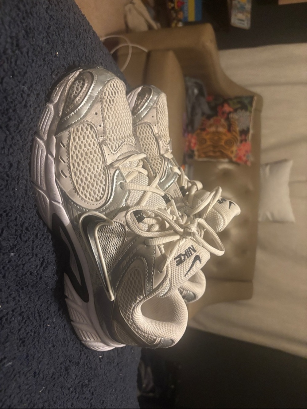 Nike White Silver Mesh Athletic Sneakers